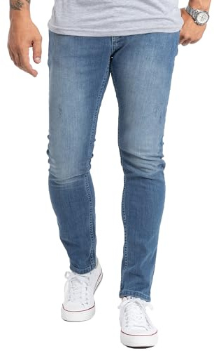 Rock Creek Designer Herren Jeans Hose Stretch Jeanshose Basic Slim Fit [RC-2113 - Denim Blau - W36 L30]