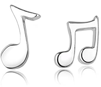 Cute Small Musical Note 925 Sterling Silver Stud Earrings for Women Girls Mother's Day Music Style Earring for Birthday Gifts