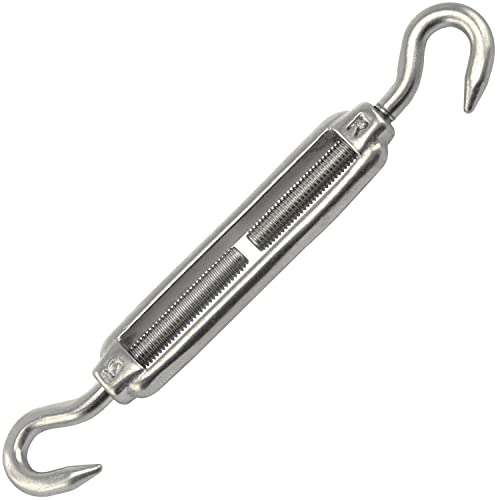 OPIOL QUALITY® Spannschloss Haken - Haken M8 aus Edelstahl A4 V4A (2 Stück) ähnl. DIN 1480 Spannschlösser Wantenspanner Drahtspanner Spannschraube Seilspanner