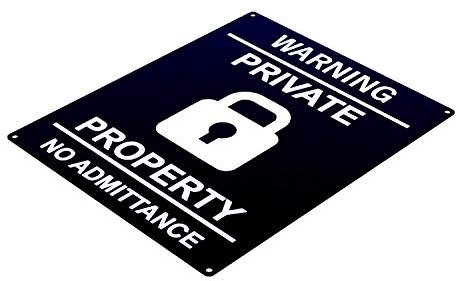 Panneau de signalisation en Noir et Blanc avec Inscription « Private No Admittance » Disponible en Tailles S, M et L