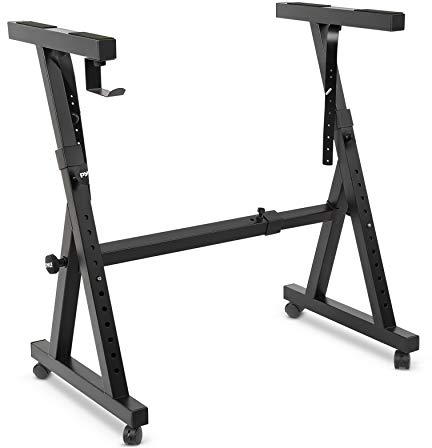 Pyle Keyboard Ständer Höhenverstellbar - 3 Stufen 56-90cm, E-Piano Stand Z-Form, Klavierständer Belastbar Bis 38Kg, Breitenverstellbar, glänzend schwarz