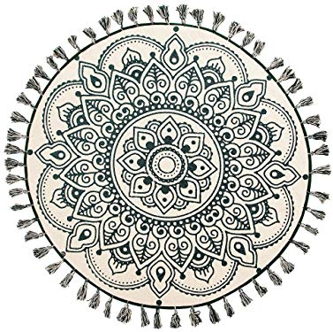 Teppich Baumwolle Mandala-Muster beige / grün rund dia. 120 cm Irice