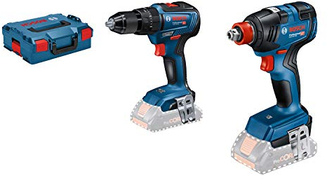 Bosch Professional 06019J2203 18V System GDX 18V-200 & GSB 18V-55 (L-Boxx Without Batteries) Cordless Drill Set, 18 V, Blue