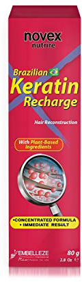 Novex Keratin Recharge Haarmaske mit Keratin auf Bio-Basis für weicheres und glänzenderes Haar, Ausspülbare oder Leave-In-Haarmaske je nach Haartyp, Geeignet für trockenes und fettiges Haar, 80 g