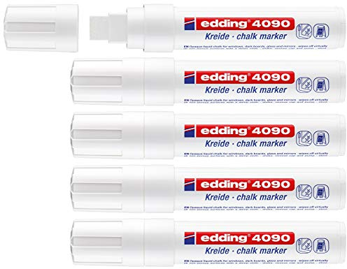 edding 4090 - Rotuladores para ventanas (4-15 mm, 5 unidades), color blanco