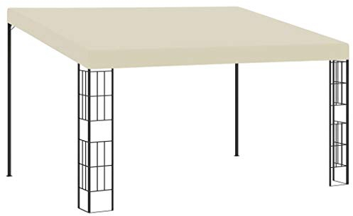 Tidyard Wand Pavillon Anbaupavillon Sonnenschutz Pergola Gartenpavillon Terrassendach Überdachung Gartenzelt Partyzelt 3 x 4 m Cremeweiß Stoff