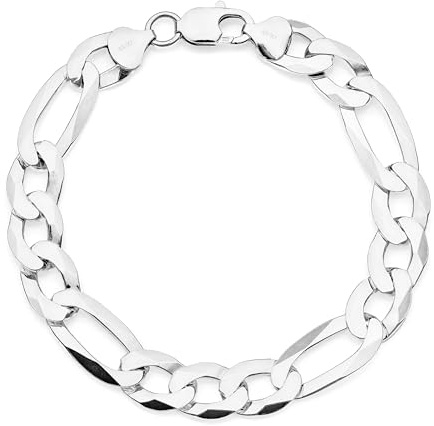AKA Gioielli® - Armband 925 Sterling Silber Figaro 11mm Herren Damen Armkette - Länge 21 cm
