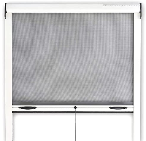 Zanzariera Finestra A Rullo Scorrevole Verticale Riducibile In Alluminio Verniciato Fai Da Te Istruzioni e Accessori Inclusi Bianco (80x160+frizione+rullo 3 cm)