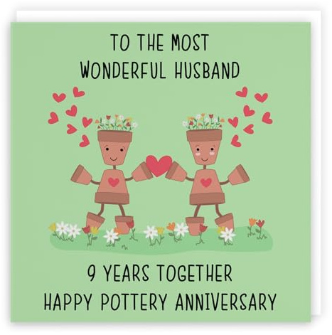Hunts England - Husband 9th Anniversary Card - To The Most Wonderful Husband - 9 Years Together - Happy Pottery Anniversary - Iconic Collection