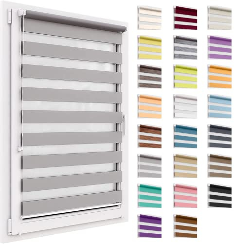 Doppelrollo ohne Bohren, 84x150 cm Stoffgröße, Duo Rollo Klemmfix, Easyfix, lichtdurchlässig und verdunkelnd, Day&Night, Klemmrollo Sonnenschutzrollo Fensterrollo für Fenster & Türen