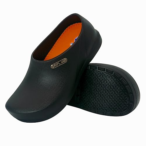 GRIPLAND wasserdichte Chef Schuhe Küche Garten rutschfest Clog Schwarz 42.5 EU