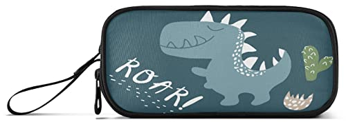 Niedlicher Dinosaurier-Federmäppchen mit großem Fassungsvermögen für Mädchen und Jungen, Happy Dino Kaktus-Tasche, Stifteboxen mit Reißverschluss, Zubehör für Studenten, Büro, große Aufbewahrung