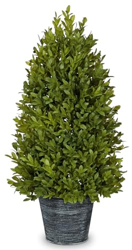 Oairse Künstlicher Buchsbaum Turm 46cm im Rustikal Zinktopf Künstliche Pflanzen im Topf Outdoor Indoor Künstliche Pflanzen Büsche für Haus Wohnzimmer Garten VerandaDekoration Büros Dekoration