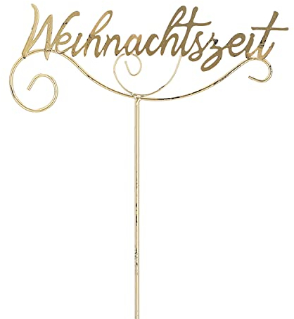 Gartenstecker Weihnachtszeit | shabby gold H110cm | Schriftzug Gartendekoration Beetstecker Weihnachtsdekoration