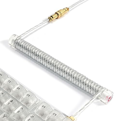 MAMBASNAKE Custom Spiral Tastaturkabel und Aviator Cable Winder Set – Aviator Cable Fixed Rod Acrylic Gewichtsstange + Spiral USB-C-Kabel mit Abnehmbar Luftfahrtstecker von Gaming-Tastaturen - Klar