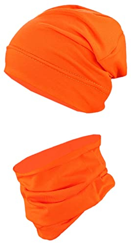 TupTam Jungen Beanie Mütze und Schlauchschal 2er Set, Farbe: Orange, Hat Size: 54