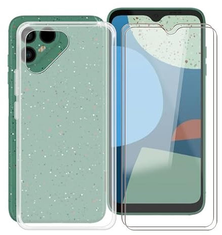 HGJTF Hülle für Fairphone 4 (6.3) mit 2 Stück Gehärtetem Glas Schutzfolie, Translucent Silikon Handyhülle Stoßfest Weich TPU Schutzhülle Tasche für Fairphone 4 - Translucent