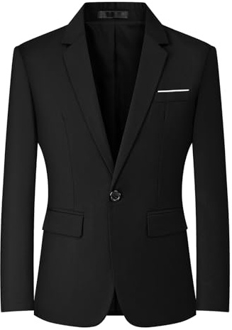 Mylldey Men's Blazers Slim Fit Business Casual Suit Men Sport Coat One Button Travel Blazer Lightweight Suit Jacket(Black-M)