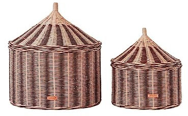 Zirkuskorb Braun aus Rattan Ø50xH41cm / Ø36xH36cm 2er Satz