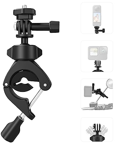 AFAITH Supporto Manubrio Moto Bici per Gopro Hero 12 11 10 9 8 7 6, 360° Ruotabile Leggero Moto Supporto Tubo Morsetto per Insta360 Action Cameras