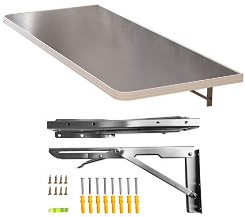 ItzZa An der Wand montierter Klapptisch, klappbarer Werkbank-Schreibtisch aus Edelstahl, 100 kg Schwerer Wand-Klapptisch/Laptop-Schreibtisch, platzsparend, mit Halterungen (mehrere Größen) ()