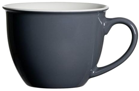 Ritzenhoff & Breker Doppio Jumbotasse, Jumbo Obere, Milchkaffee Obertasse, Ober Tasse, Geschirr, Porzellan, Anthrazit, 350 ml, 430240, 6 Stück