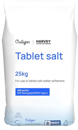 Harvey 25kg Tablet Salt for Water Softeners by Culligan Water | Original Pure Grade A/PDV Food Quality Salt | Premium and Effective Solution for Superior Softening Performance (1 x 25KG Bag)