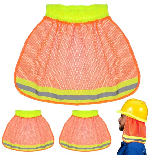DOITOOL 4 Pcs Parasol para Casco de Obra - Cubierta Reflectante Naranja | Protector de Cuello con Visera de Malla Transpirable y Plegable para Seguridad en Construcción y Trabajo al Aire Libre