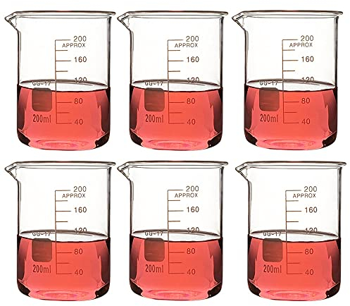 vasos de precipitados de vidrio de forma baja, (100 ml, 150 ml, 200 ml, 250 ml, 300 ml) Vaso de laboratorio de borosilicato, vaso de medición de vidrio con graduación y pico vertedor, para laborator