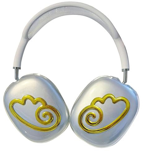 Yivenbarity Schutzhülle kompatibel mit Airpods Max, niedliches luxuriöses goldenes Flügelmuster, für Damen, Mädchen, Teenager, transparentes Silikon, einfach, kratzfest, stoßfest, weiche Schutzhülle