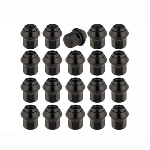 Bohaner Tuercas cónicas M12 x 1.5 de 60° para llantas de aleación de asiento negro de extremo cerrado M12 x 1.5 con arandelas cautivas flotantes para la mayoría de Ford Focus, Fiesta, Fusion, Escort,
