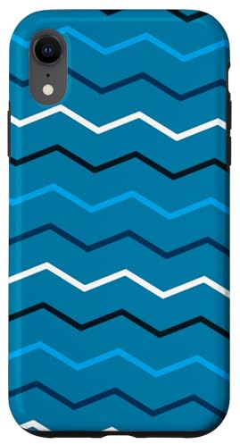 Hülle für iPhone XR Light Blue Dark Blue Zigzag Waves Ocean Modern Pattern