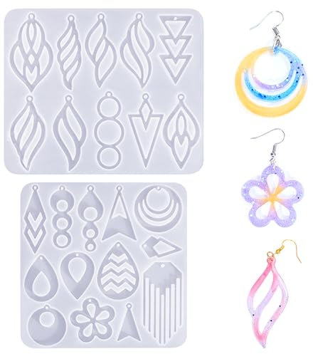 Greyoe Stampi Per Resina Epossidica In Silicone - Per Fai Da Te Personalizzati Gioielli Fatti A Mano Orecchini Pendenti Decorativi 2 Pezzi (C+D)