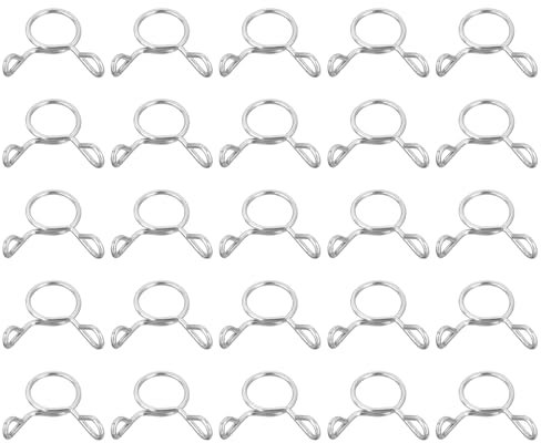 sourcing map 25 Pcs Fuel Line Hose Tubing Spring Clips, 10mm Inner Dia 304 Stainless Steel Water Pipe Spring Clip Clamps for Motorcycle Scooter ATV