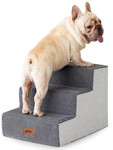 ZOMISIA Marchepieds pour canapé – Escalier pour chiens et chats de petite taille avec fond antidérapant, gris, 3 marches