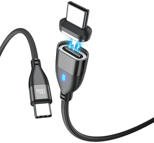 BITHAI 100W USB C Magnetic Fast Charging Cable, 24 Pin Data Transfer Charger for Type C, 3.3ft/1M, Black
