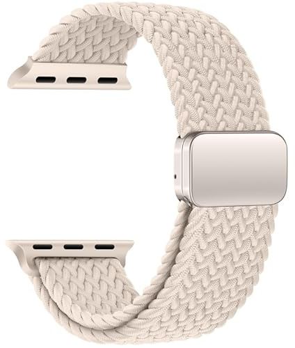 Kompatibel mit Apple Watch Armband 46/45/44/42/41/40/49mm Geflochten Herren Damen, Braided Stoff Stretchy Magnetic Armbander für IWatch Serie 11/10/9/8/7/6/5/4/SE 3/Ultra 3