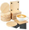RETON Lot de 24 Dessous de Verre en Bois, 10.2 cm Sous Verre Bois avec 100 Patins Souples, Dessous de Verre Carré Circulaire pour Travaux Manuels, Boissons, Gravure au Laser, Bougie