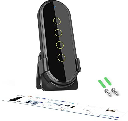 Hanzete Tuya Zigbee Intelnt Télécommande sans fil 2,5D en verre trempé incurvé avec fonction fluorescente Fonctionne avec les passerelles Zigbee