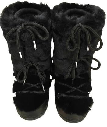 PMTCBQQZ Schuhe Flauschige Stiefel Winter Schneestiefel Frauen Warme Baumwollstiefel Frauen Im Freien Skischuhe-schwarz Lang B1-37-38 (23,5-24 cm)