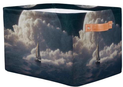 Mexpekil Aufbewahrungskörbe, Kanu-Spielzeugkorb mit Griffen, faltbare Stoff-Aufbewahrungsboxen für Regale, Heimbüro, 38 x 28 x 24 cm