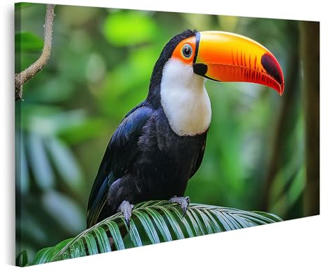 islandburner Bild auf Leinwand Farbenprächtiger Tukan im Dschungel Bilder Wandbilder Poster