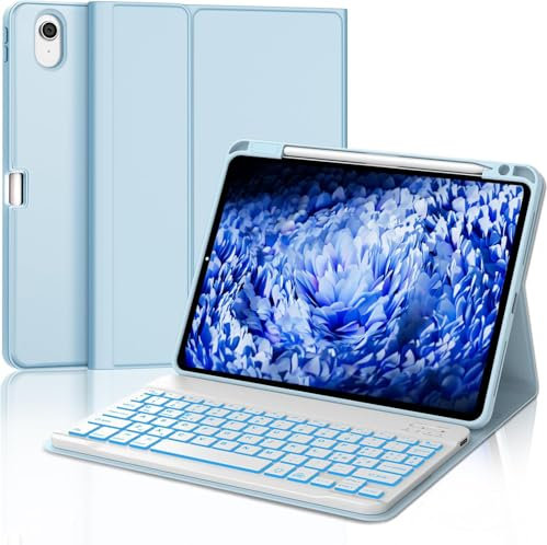 FOGARI Tastiera per iPad Air 11 M3 2025/M2 2024, Keyboard Retroilluminata Italiano, Bluetooth Rimovibile Custodia con Tastiera per iPad Air 6 Generazione 11 Pollici 2025/2024, Azzurro