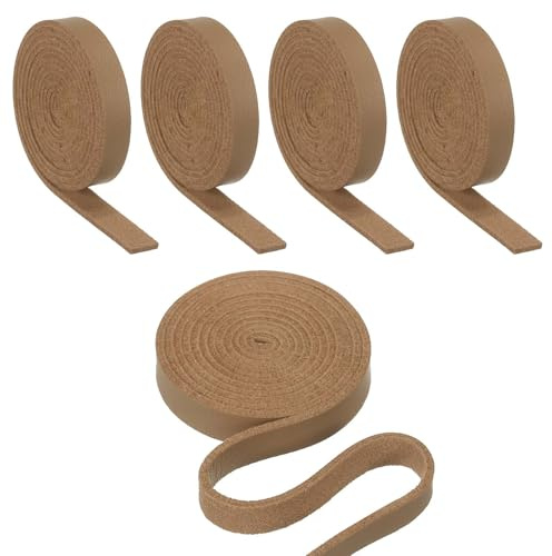 PATIKIL 5 Stück Flacher Lederriemen 8mm x 5m PU Lederstreifen Einseitiger Schnurstreifen Für Bastelarbeiten Halsketten Armbänder Taschenriemen Schmuckherstellung Hellbraun