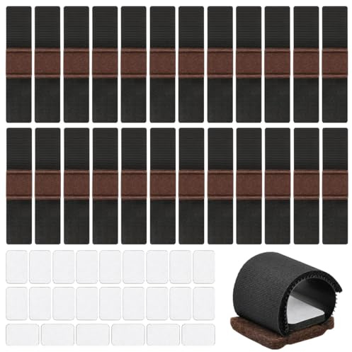 BOPHIS 24PCS Möbel Filzgleiter mit Klettverschluss Stuhlbeinschoner Klettverschluss Filzgleiter für Schwingstühle,Bodenschutz,Möbelgleiter,Stuhlschienen,Verhindert Kratzer,Reduziert Geräusche