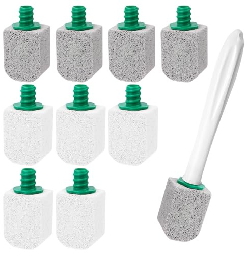 Vaskula Bimsstein Toilettenreiniger 10 Stück Toilettenbimstein mit Griff Weiß und Grau Bimsstein Toilette Toilettenflecken und Kalk Entfernen Geeignet zur Reinigung von Keramikbadewannen