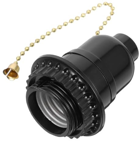 Operitacx Portalámparas Con Cadena E27 E26 Interruptor De Tracción Negro, Accesorio De Iluminación Práctico Para Lámparas De Mesa y Piso, Compatible Con Bombillas Anillo Simple, 1 Unidad