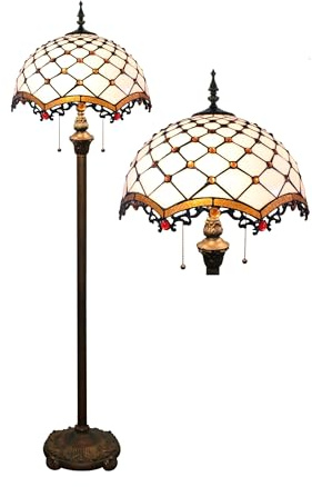 Five liters 16 Zoll Tiffany Stehlampe Liaison, Gelbe Buntglas Leselampe im Antik-Stil für Wohnzimmer & Schlafzimmer (TF-LDD16-E)