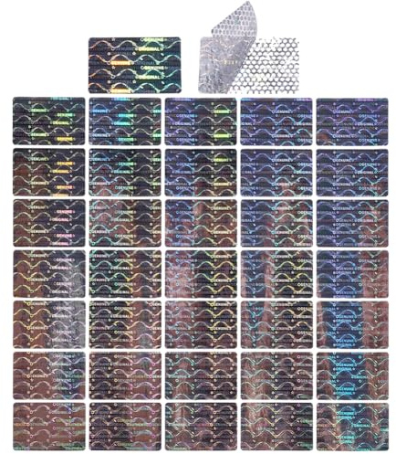 SOFPLATE 500 Stück Sicherheits Aufkleber Siegel Sicherheits-Hologramm-Aufkleber 3D Authentisches Hologramm Rechteckig Selbstklebend Nachweisbar Sicherheitssiegel Aufkleber Für Büro Geschäft Verpackung