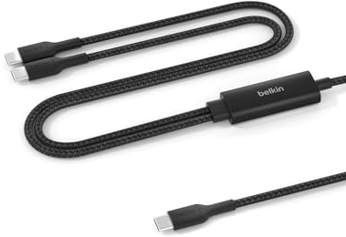 Belkin BoostCharge Pro Cavo Multi USBC 140W 2 in 1, Splitter USBC a Ricarica Rapida, 2 Uscite Tipo C con Ricarica Intelligente, Multicavo Intrecciato per MacBook, iPhone, iPad, Samsung, Pixel, Nero